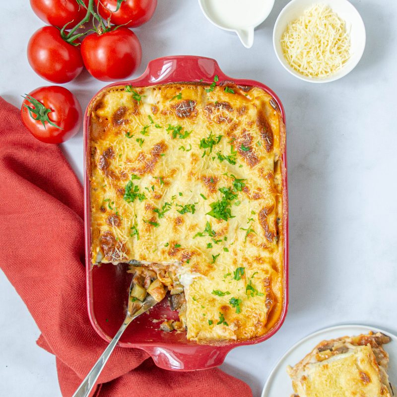 Lasagnes aux légumes et salade d'accompagnement