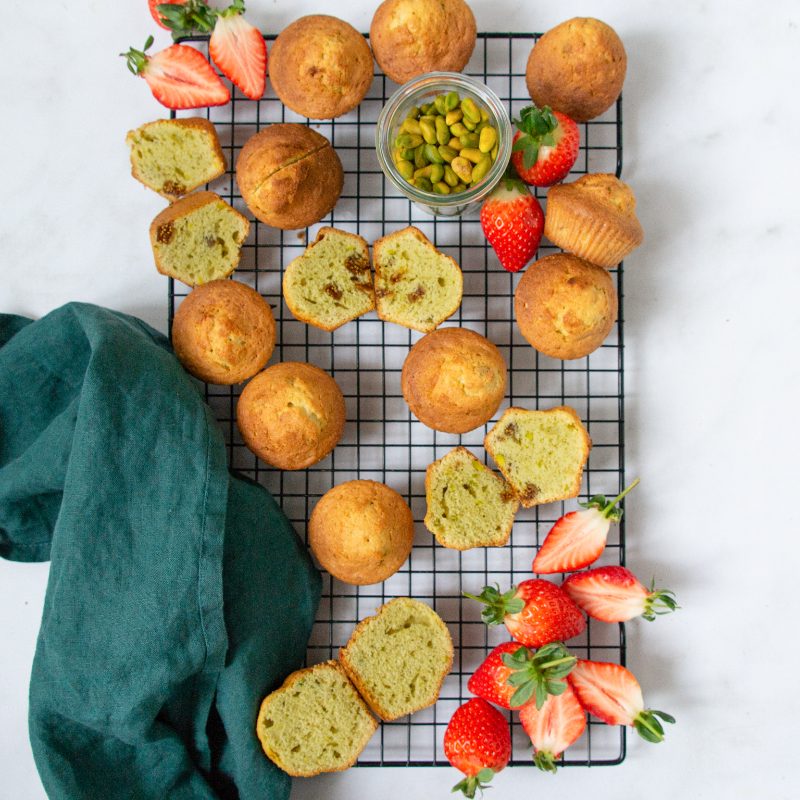 Moelleux aux fraises et pistaches
